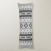 アステカ白黒グレー混合モチーフVパターン ボディピロー (裏面 (縦))