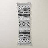 アステカ白黒グレー混合モチーフVパターン ボディピロー (正面縦)