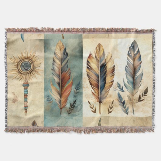 アステカ薬用羽毛スティック スローブランケット (正面)