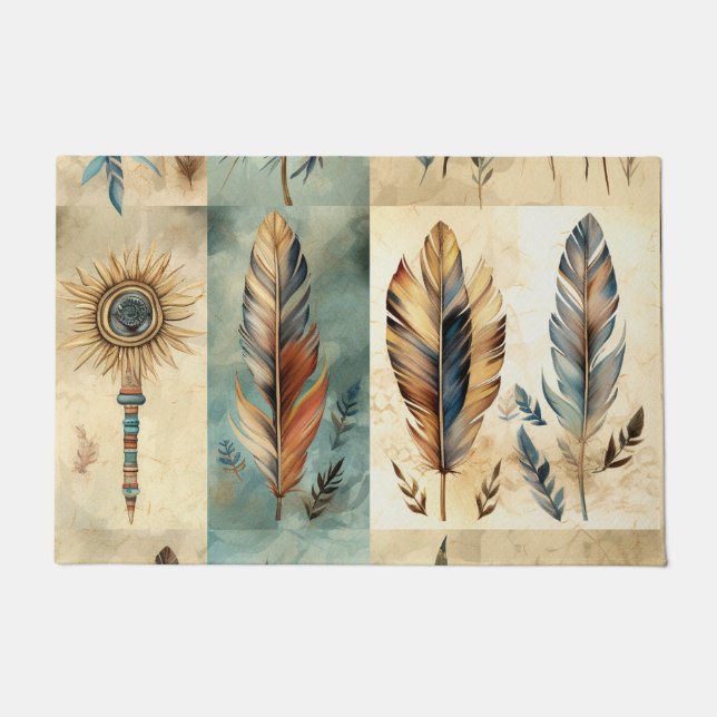 アステカ薬用羽毛スティック ドアマット (正面)