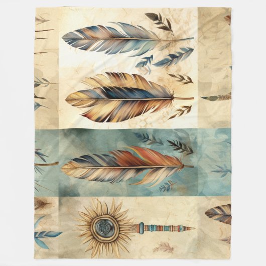 アステカ薬用羽毛スティック フリースブランケット (正面)
