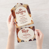 アステカ部族の茶色の西結婚民族 オールインワン招待状 (貼ってはがせる)