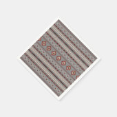 アステカ錆クリームブラウン灰色の混合モチーフ模様 スタンダードカクテルナプキン (角)