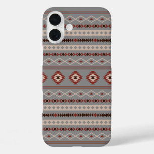 アステカ錆クリームブラウン灰色の混合モチーフ模様 iPhone 16 PLUSケース