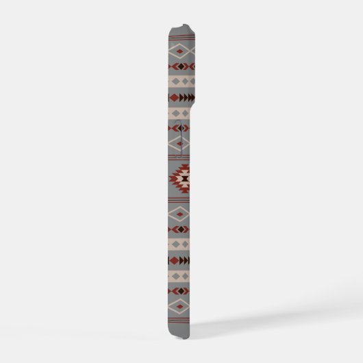 アステカ錆クリームブラウン灰色の混合モチーフ模様 iPhone 15ケース (右側面)