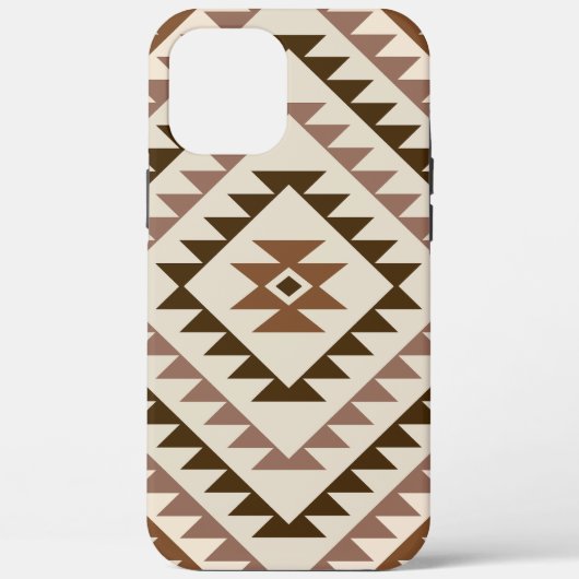 アステカ ダイヤモチーフデザイン ブラウン+クリーム Case-Mate iPhoneケース (裏面)