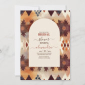 アステカ トライバル ブラウン エスニック ウエスタン ブライダル シャワー 招待状 (正面)