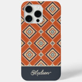 アステカ トライバル 柄 レトロ ブルー 名前入り Case-Mate iPhoneケース (裏面)