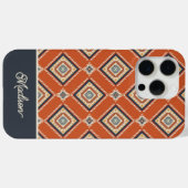 アステカ トライバル 柄 レトロ ブルー 名前入り Case-Mate iPhoneケース (裏面 (横))