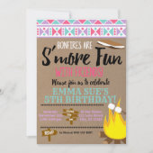 アステカ ピンク ティール色のスモアで友達と誕生日を楽しもう 招待状 (正面)