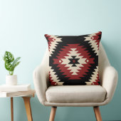 アステカ、幾何学赤、黒、ベージュ クッション (椅子)