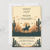 アスデザートロデオレトロホース素朴ウェスタン結婚ズ 招待状 (正面)