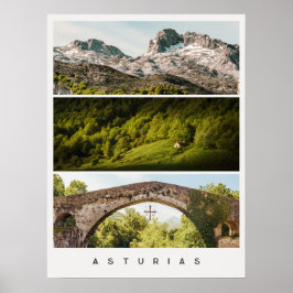 アストゥリアスの景色と風景 旅行写真コラージュ ポスター