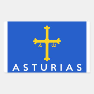 アストゥリアス州旗スペイン国文字名 長方形シール