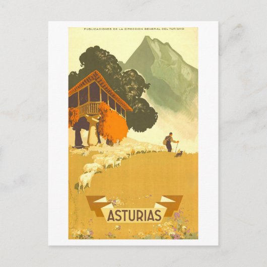 アストゥリアス州 スペイン 旅行ポスター ビンテージ ポストカード (正面)