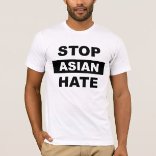 アストップジアのヘイト·アンチ·人種差別のスローガン·ブラック·ロゴ Tシャツ