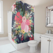 アストラエレガントル·アウラ·ウィンター·フローラ&金ゴールド·ドット シャワーカーテン (インサイチュ)