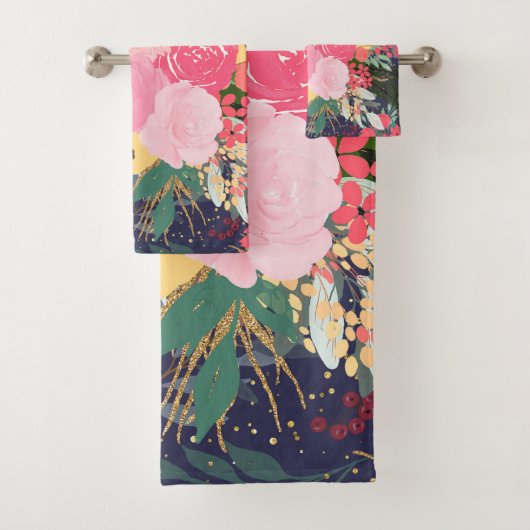 アストラエレガントル·アウラ·ウィンター·フローラ&金ゴールド·ドット バスタオルセット (インサイチュ)