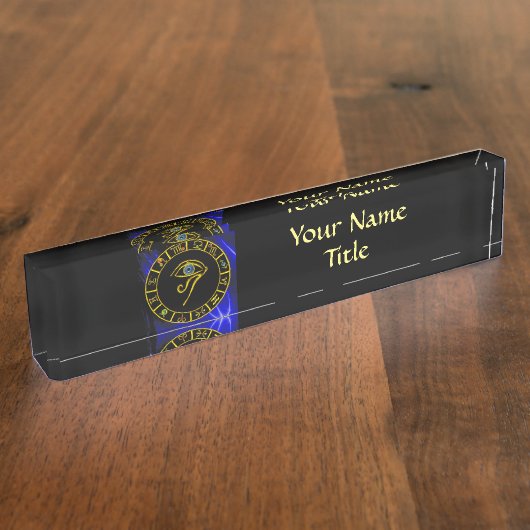 アストラルアイ/ブルータリスマンと〔占星術の〕十二宮図シンボルや象徴 デスクネームプレート (側面)