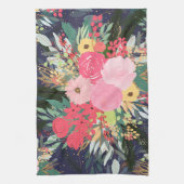 アストラルエレガントアウラウィンターフローラ&金ゴールドドット キッチンタオル (縦)