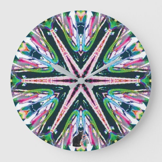 アストラル万華鏡のように千変万化するパターン ラージ壁時計 (正面)