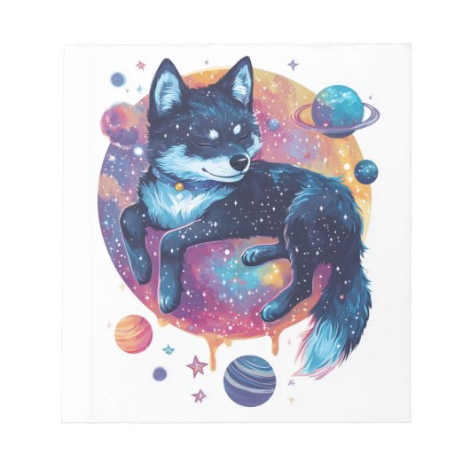 アストラル秋田犬 � 宇宙スペースドッグ ノートパッド (正面)