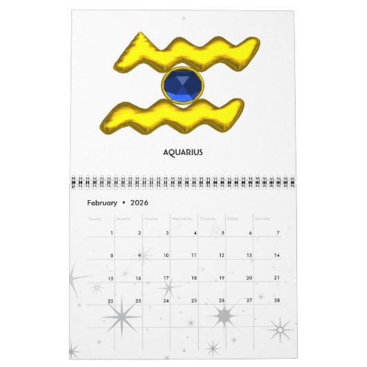 アストラル迷路金ゴールド〔占星術の〕十二宮図図占星術 カレンダー (2月 2026)