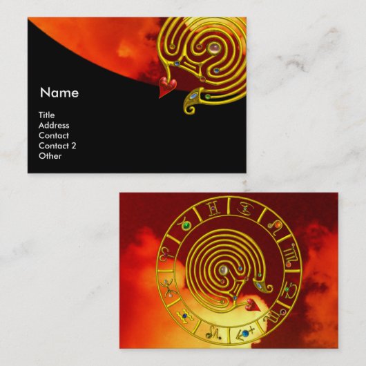 アストラル迷路金ゴールド〔占星術の〕十二宮図図占星術 名刺 (正面/裏面)