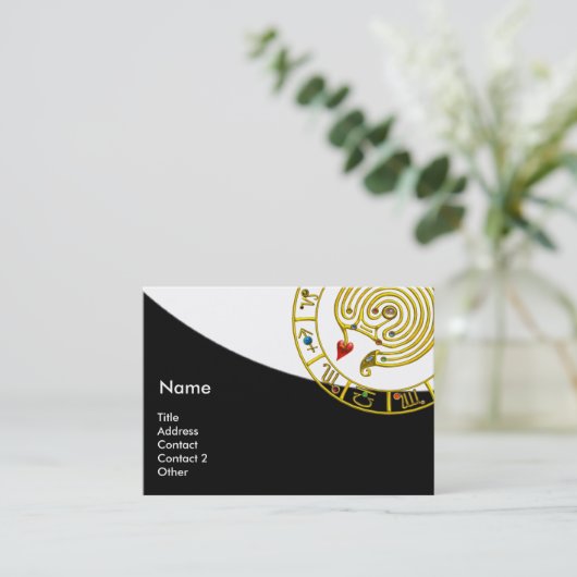 アストラル迷路、星占い図白黒 名刺 (スタンド正面)