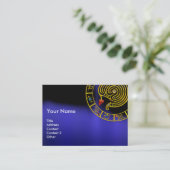 アストラル迷路、星占い〔占星術の〕十二宮図図黒青 名刺 (スタンド正面)