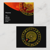 アストラル迷路、星占い〔占星術の〕十二宮図標識グラフブラック 名刺 (正面/裏面)
