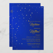 アストラル金ゴールドスターズブルースター夕べ結婚ズ 招待状 (正面/裏面)