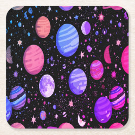 アストラル銀河系ダストコースター – 宇宙テーブルプロテクター スクエアペーパーコースター