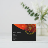 アストラル・ホルス眼、星占い〔占星術の〕十二宮図図黒赤 名刺 (スタンド正面)