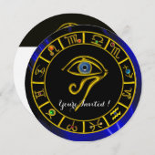 アストラル ホルス アイ ブルー タリスマン ゴールド 十二星座 チャート 招待状 (正面/裏面)