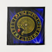 アストラル ラビリンス ゴールド 十二星座 チャート 占星術 タペストリー (正面(横))