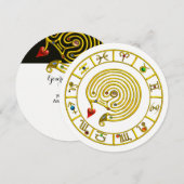 アストラル ラビリンス ゴールド 十二星座 チャート 占星術 招待状 (正面/裏面)