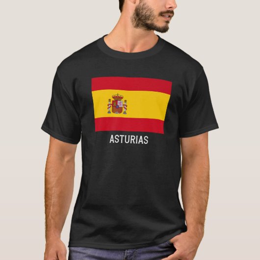 アストリアススペイン国旗のエンブレムエスクードバンデラクレスト Tシャツ (正面)