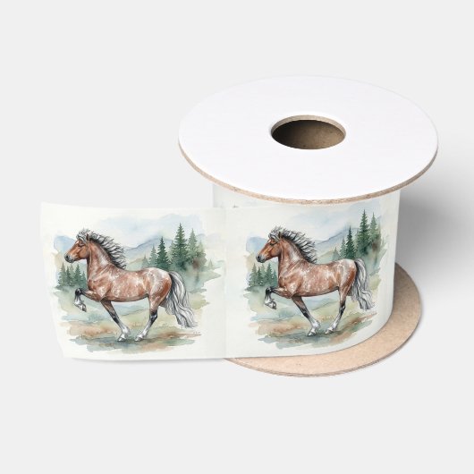 アストリッド・トルティングのアイスランド馬の水彩画 サテンリボン (リール)