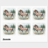 アストリッド・トルティングのアイスランド馬の水彩画 スクエアシール (シート)