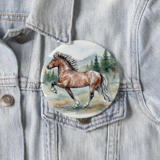 アストリッド・トルティングのアイスランド馬の水彩画 缶バッジ (インサイチュ)