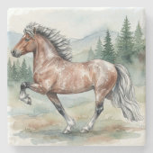 アストリッド・トルティング アイスランド産馬の水彩画 ストーンコースター (正面)