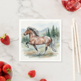 アストリッド・トルティング アイスランド馬の水彩画 スタンダードカクテルナプキン