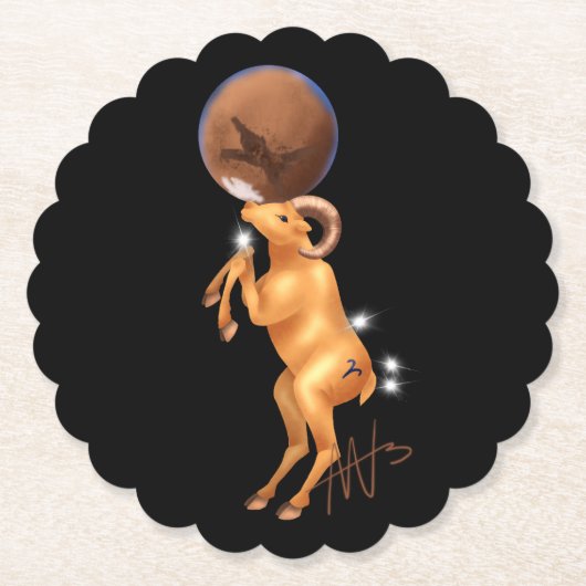 アストロアリスリ火星〔占星術の〕十二宮図 ペーパーコースター (正面)