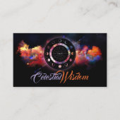 アストロガー白熱［赤熱］光を放つ〔占星術の〕十二宮図ホイール 名刺 (正面)