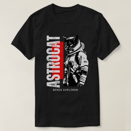 アストロキャット 宇宙探検 猫 宇宙飛行士 Tシャツ (デザイン正面)