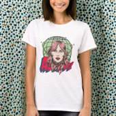 アストロクール漫画顔と惑星白人女性 Tシャツ