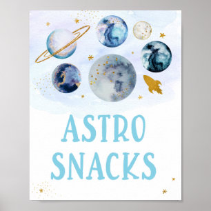 アストロスナック銀河系ブルー金ゴールド宇宙誕生日 ポスター