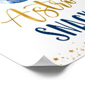 アストロスナック銀河系ブルー金ゴールド宇宙誕生日 ポスター (角)