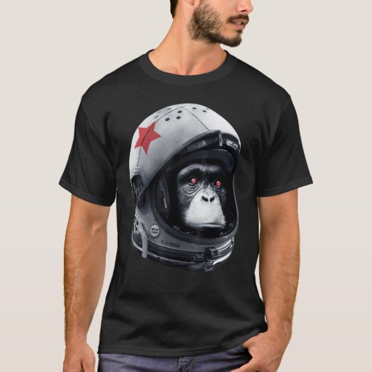 アストロチンパンジー宇宙飛行士宇宙銀河ヘルメットサルC Tシャツ (正面)